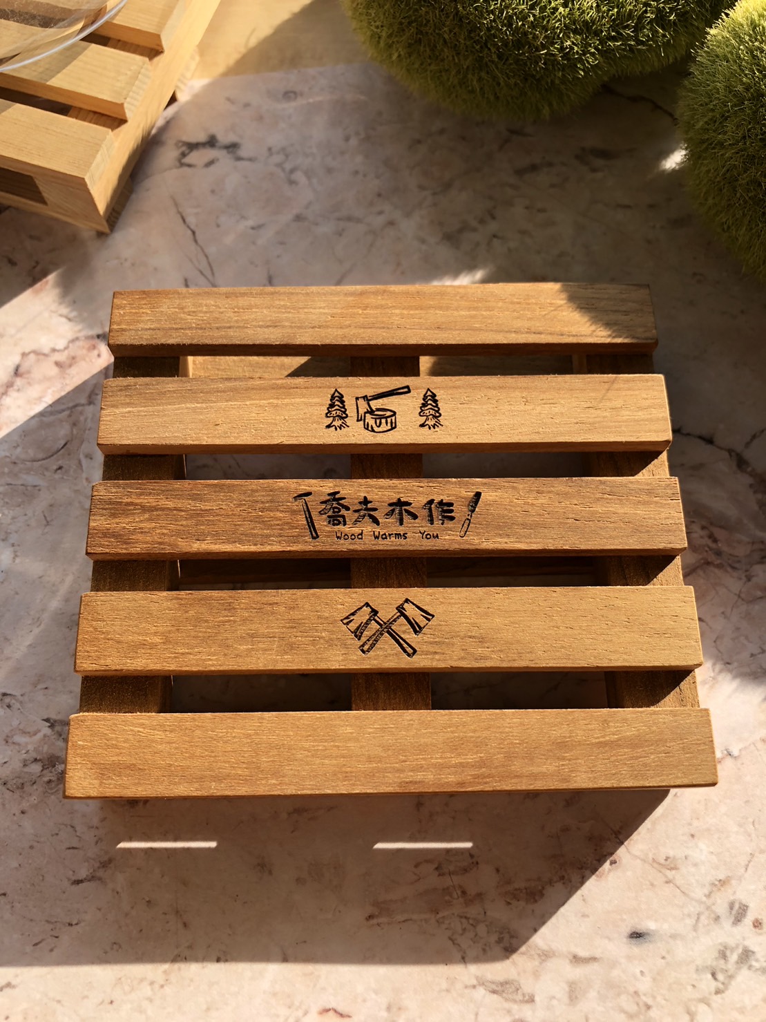 柚木香氛小棧板杯墊