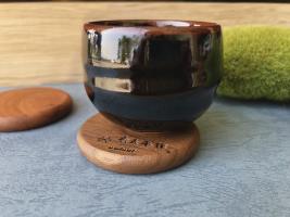 胡桃木圓形小杯墊